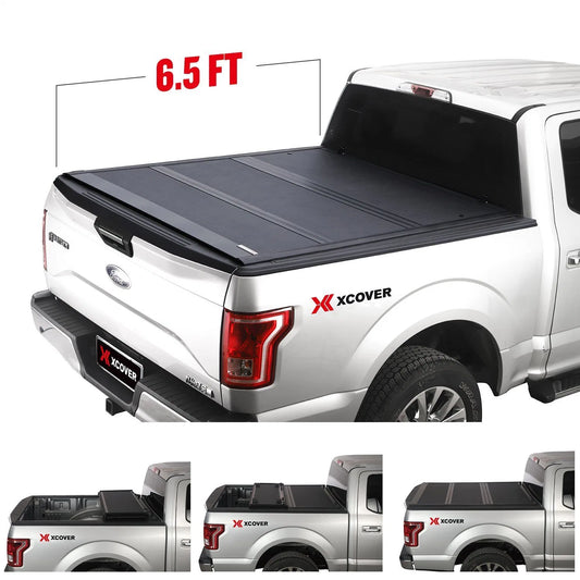 Xcover Hard Tonneau Cover, Low Profile Folding Truck Bed, Fit Dodge Ram 09-18 1500 10-18 2500/3500 Pickup 6.5ft Fleetside Bed